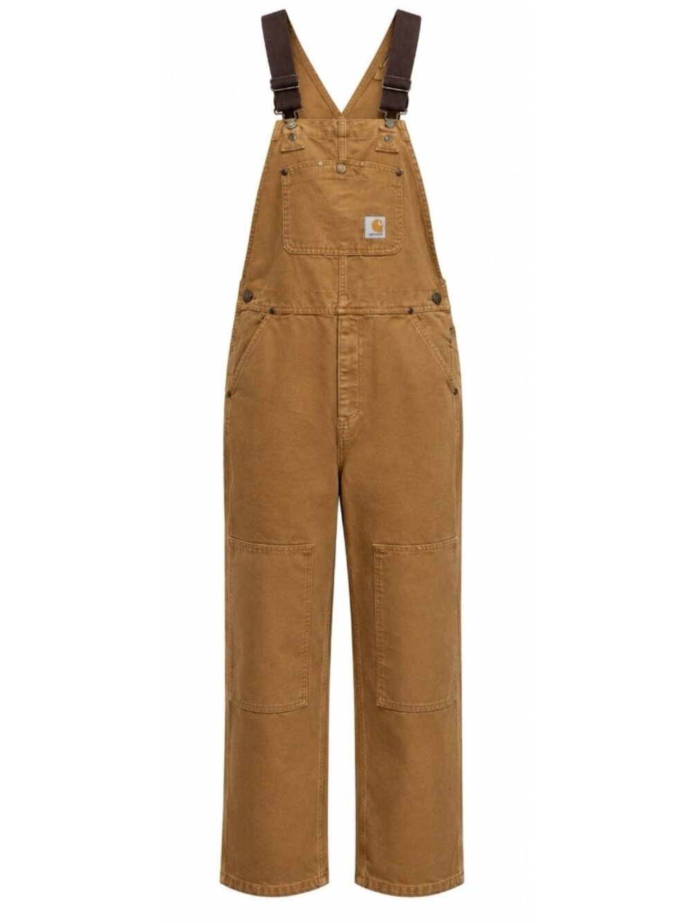 Carhartt Youth Bibs Overalls size 12 Brown Duck Canvas Reinforced Double Knee